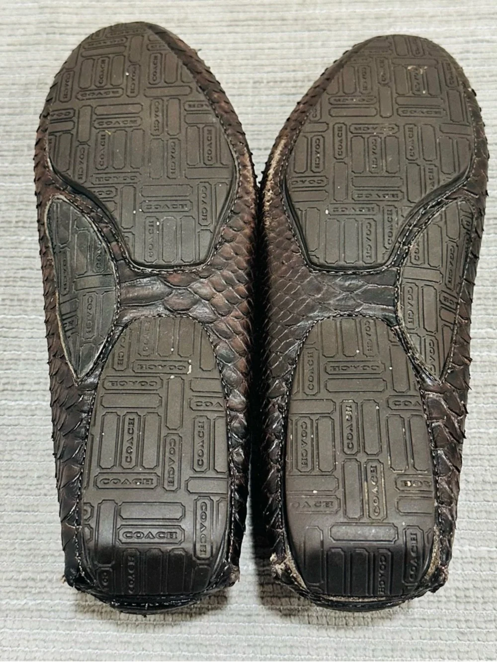 COACH Gary Men's Genuine Python Snakeskin Driving Loafers Shoes‎ Brown 8,5 D